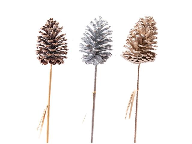20" GLITTERED PINECONE PICK (ASSTD)